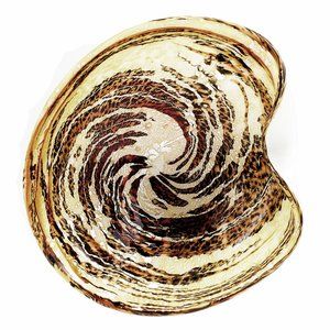 Murano Small Cased Glass Bowl Swirl w/Silver Flecks Free Form Stretched MCM VTG